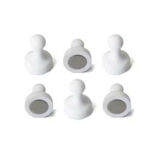 Set di 6 calamite al neodimio forma PEDINA bianca 19x25 mm